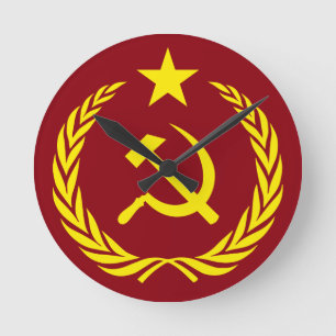 Horloge murale ronde de drapeau communiste de