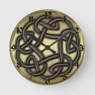 Horloge murale ronde de noeud celtique foncé de