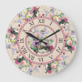 Horloge murale ronde - design floral