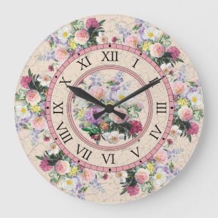 Horloge murale ronde - design floral
