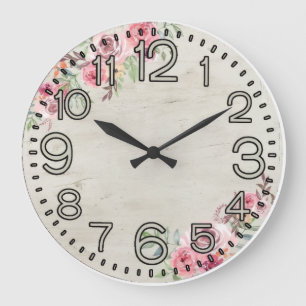 Horloge murale ronde en acrylique Floral Elegance