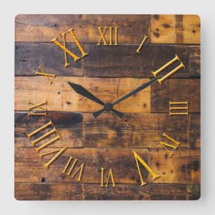 Horloge murale ronde en bois antique de chiffre