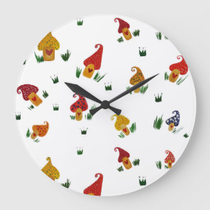 Horloge murale ronde (grande) des champignons