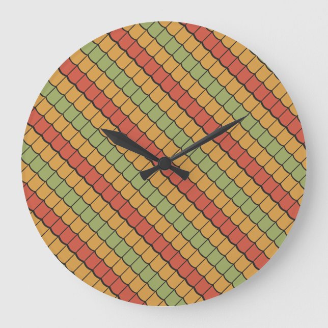 Horloge murale ronde rouge jaune égyptienne (Recto)