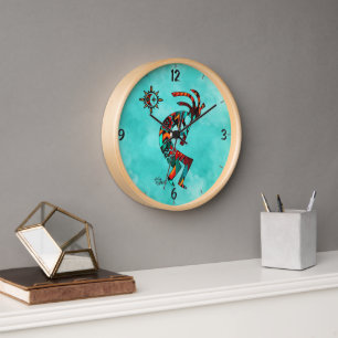 Horloge murale ronde Southwest Kokopelli
