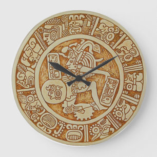 Horloge murale ronde Tribal Maya Warrior - Horloge