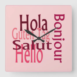 Horloge murale rose acrylique