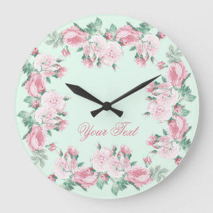 Horloge murale rose chic minable personnalisée