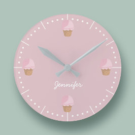 Horloge murale rose crème glacée crème personnalis