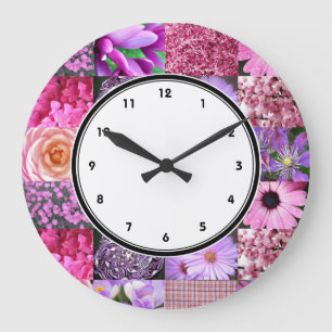 Horloge murale rose de collage de photographie