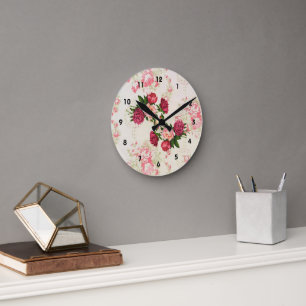 Horloge murale rose de roses