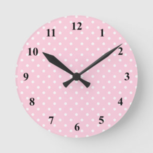 Horloge murale rose et blanche   de point de polka