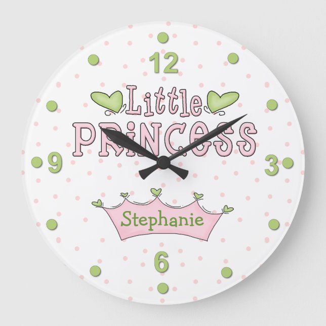Horloge murale rose et verte de la princesse (Recto)