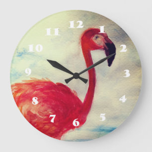Horloge murale rose Flamant rose