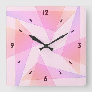 Horloge murale rose géométrique