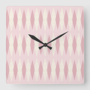 Horloge murale rose moderne de carré de Jacquard