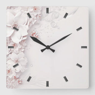 Horloge murale rose rose ivoire