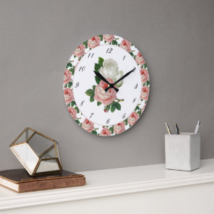 Horloge murale Rose vintage rose victorienne