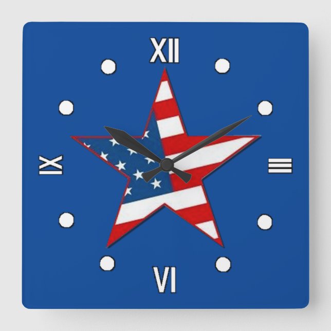 Horloge murale rouge blanc et bleu patriotique éto (Recto)