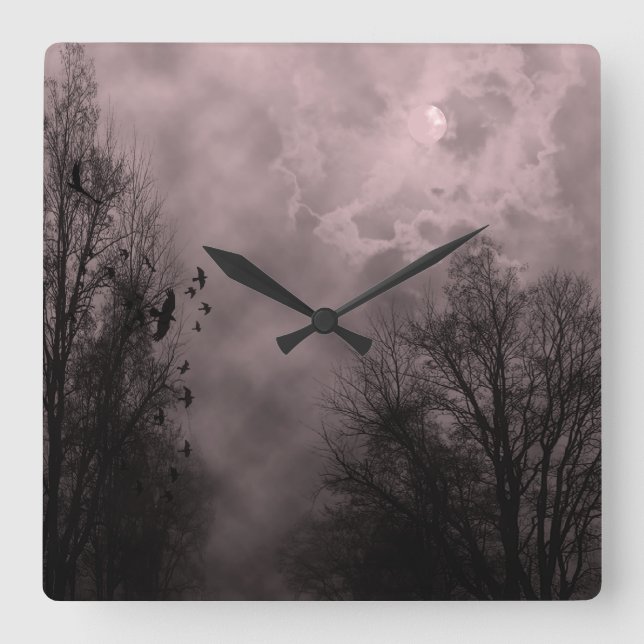 Horloge murale rouge ciel hanté (Recto)