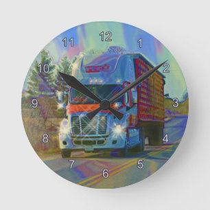 Horloge murale rouge de camion de transport lourd