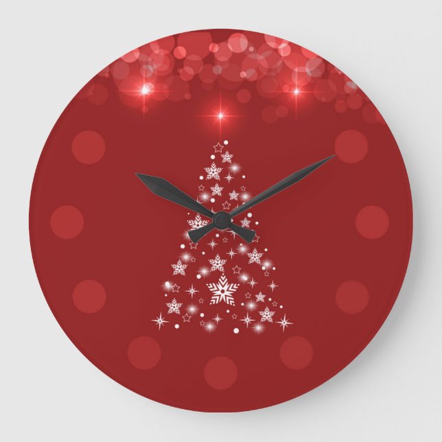 Horloge murale rouge élégante d'arbre de Noël de (Recto)