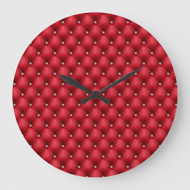 Horloge murale rouge en cuir luxueuse de FAUX (Recto)