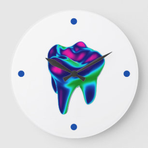 Horloge murale rougeoyante bleue de dentiste de