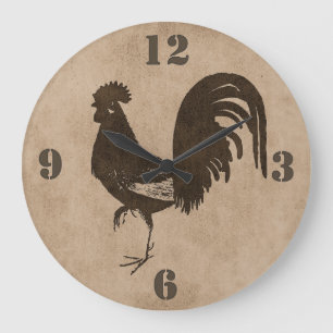 Horloge murale rustique Brown de coq de pays
