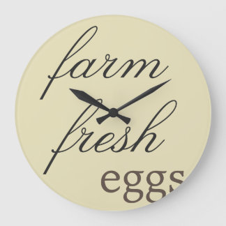 Horloge murale rustique - Oeufs frais de ferme