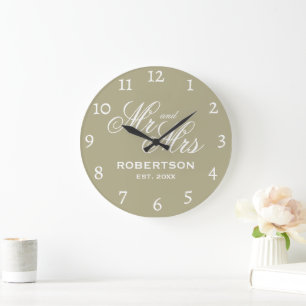 Horloge murale Sagr verte Monsieur et Madame