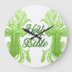 Horloge murale Sainte Bible – Vert chrétien