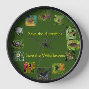 Horloge murale Sauvez les papillons