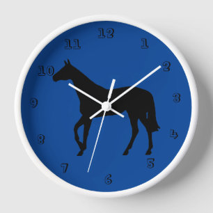Horloge murale silhouette de cheval pur-sang