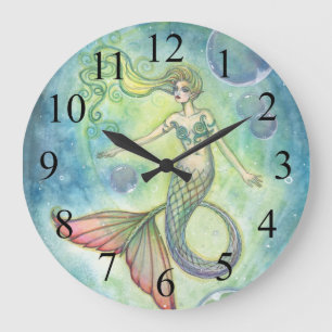 Horloge murale sirène de la galaxie de la mer prof