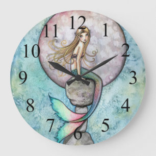 Horloge murale Sirène de la Lune qui coule