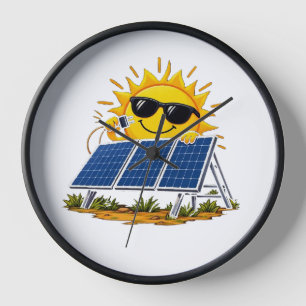 Horloge murale solaire mignonne soleil et panneau