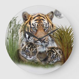 Horloge murale tigre et petits