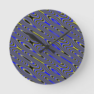 Horloge murale Tourbillonnant en bleu noir et jaun