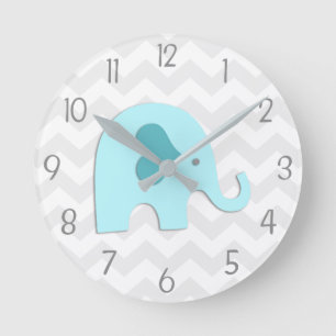 Horloge murale turquoise Aqua Grey Elephant