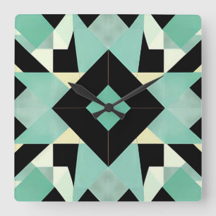 Horloge murale Turquoise et noire Art Déco