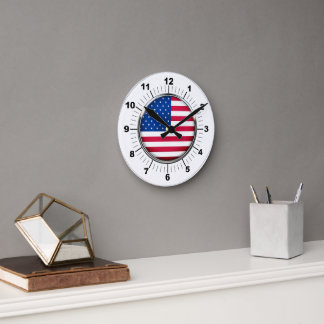 Horloge murale, USA 8" ronde acrylique