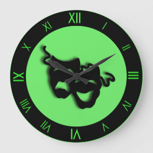 Horloge murale verte au néon de théâtre de comédie