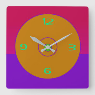 Horloge murale verte dorée rose violet vif