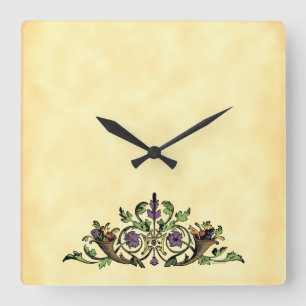 Horloge murale vintage d'art de corne d'abondance