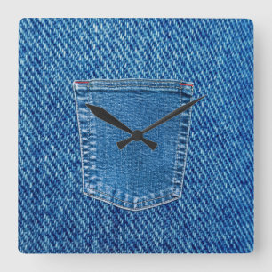 Horloge murale western à poche en denim