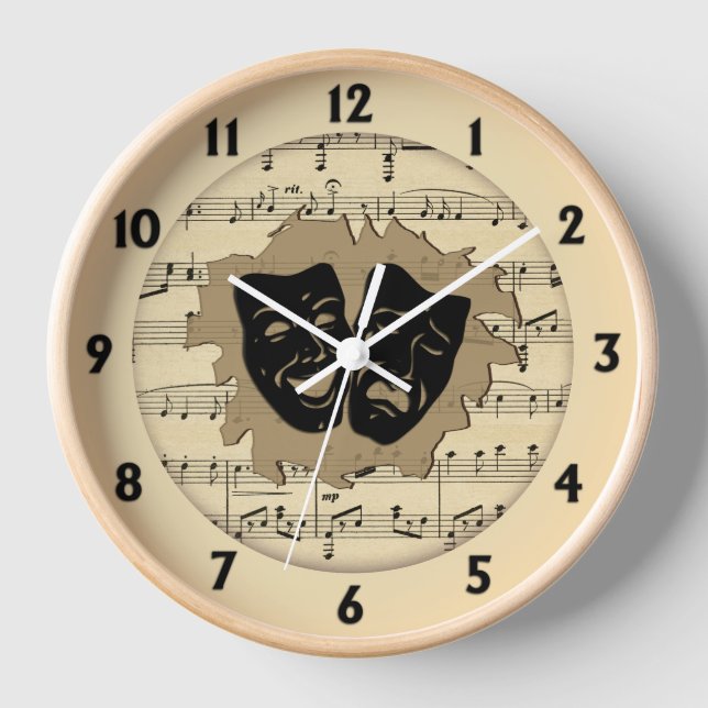 Horloge Musique antique et masques de théâtre (Recto)