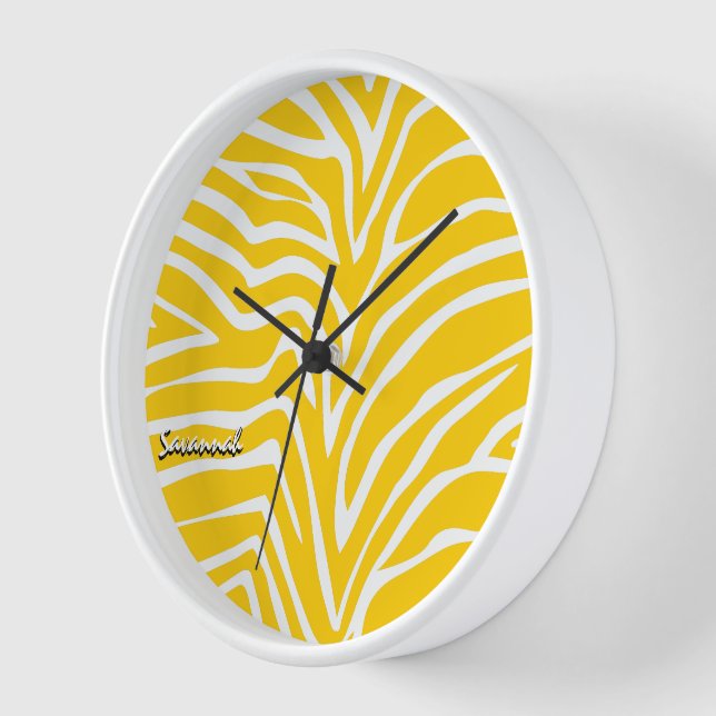 Horloge Mustard personnalisé Jaune Zèbre N'importe quelle  (Angle)