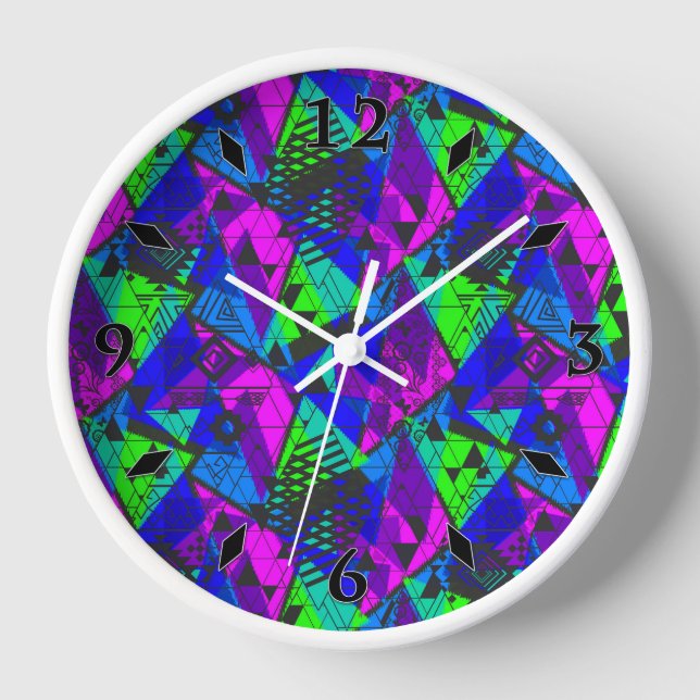 Horloge Nappe abstraite néon (Recto)