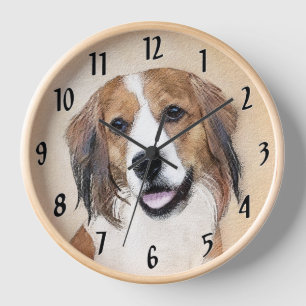 Horloge Nederlandse Kooikerhondje Peinture - Chien Art